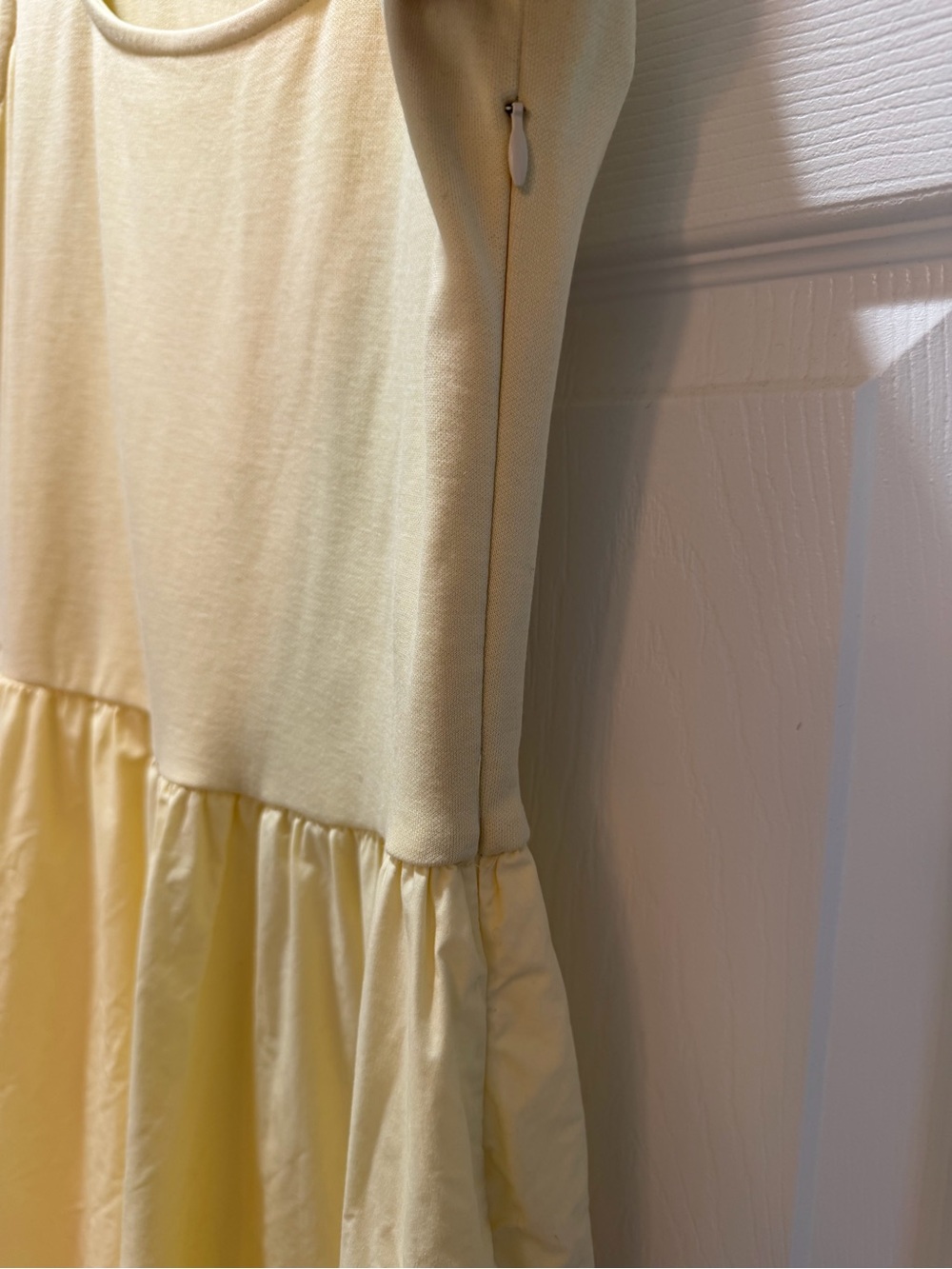 Quince Cotton Mixed Media Tank Dress Pale Custard Yellow Small - Picture 5 of 10